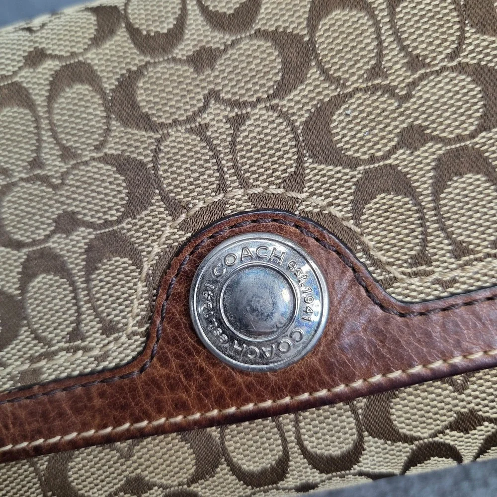 Coach Snap Closure Signature C Wallet Fabric with Leather Trim VTG y2k